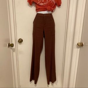 Elevenses High-Waisted Flowy Brown Pants